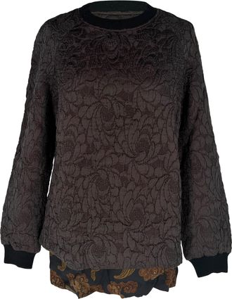 Dries Van Noten Jacquard Sweater in Brown Silk