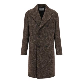 Paolo Pecora Jassen, Heren, Bruin, S, Katoen, Double-Breasted Coat