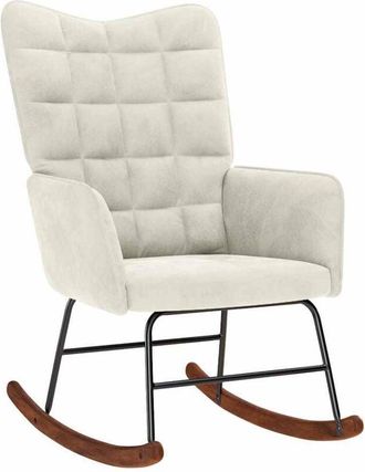 vidaXL Silla Mecedora De Terciopelo Crema Vidaxl