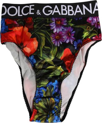 Dolce & Gabbana Womens Multicolor Floral Print High Waist Panty Underwear Nylon Clothing