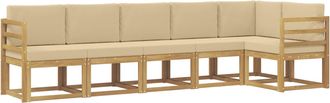 vidaXL Conjunto De Sof&aacute;s De Exterior 6 Uds. Y Beige Poli&eacute;ster Vidaxl
