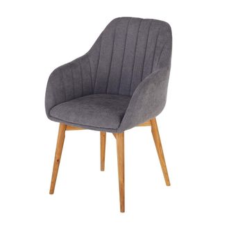 Maisons du monde Silla de comedor gris oscuro con patas de madera de roble