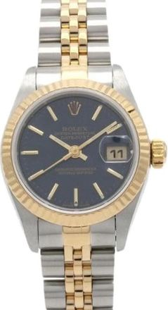 Rolex Pre-owned Datejust Stainless Steel Yellow Gold - Dames - Vintage Horloges - Blauw - ONE Size - Vintage
