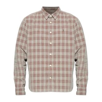AllSaints Torin Long Sleeve Ramskull Shirt - Heren - Casual Overhemden - Grijs - M - Katoen - Overhemden