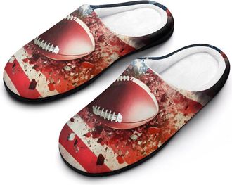 Generic Football Print U.S Flag Mens Slippers Comfortable And Non-slip Cotton Slipper Shoe for House