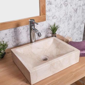 Wanda Collection Lavabo Sobre Encimera Cuarto De Ba&ntilde;o Alejandr&iacute;a Rect&aacute;ngulo 30 X 40 Cm Crema