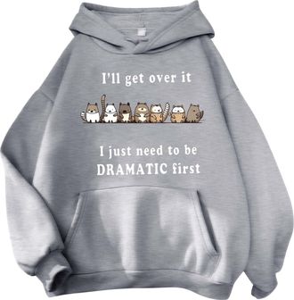 Generic Lightning Deals of The Day Tunic Sweatshirt for Women Oversized Hoodie For Teen Girls Cute Animal Letter Graphic Drawstring Hooded Sweatshirts Ill Lig