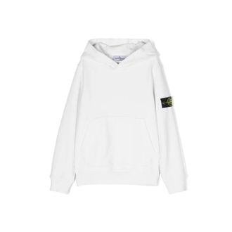 Stone Island Compass-badge Cotton Hoodie - male - Stone Island - Kids Sweatshirts - White - 8 Y - Kids