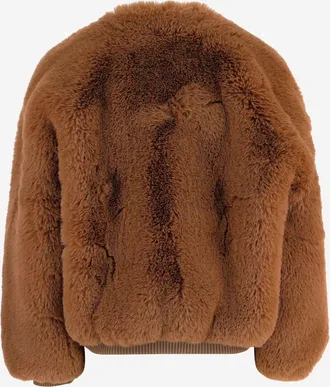 Frankie Shop Womens Faux Fur Jacket Brown Polyester