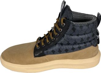 Baldessarini Heren High Top Sneaker met Nubuck/Nylon en Stiksels - Beige - Heren - Veterlaarzen - Beige - 44 EU - Nylon - Schoenen
