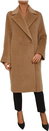 Max Mara Alpaca en virgin wool jas - Dames - Mantel - Bruin - XL - Jassen