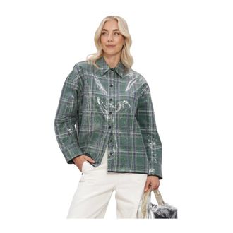 ALIX The Label Alix The Label - Dames Blouses Ladies Woven Sequins Check Blouse - Dames - Blouses & Shirts - Groen - Maat: S