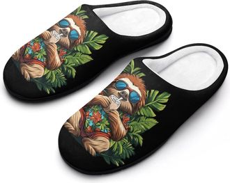 Generic Hawaii Sloth Womens Slippers Warm House Slippers Indoor House Shoes with Anti-Skid Rubber Sole