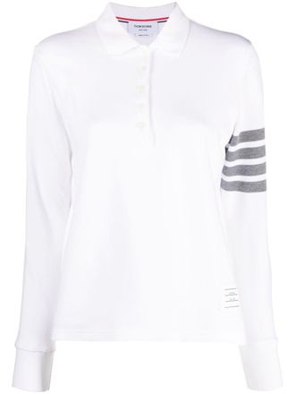 Thom Browne 4-Bar long-sleeved polo shirt - women - Cotton - 42 - White