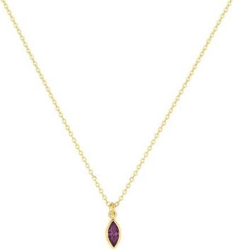 Set & Stones Marquise Birthstone Charm Necklace in Gold /February at Nordstrom
