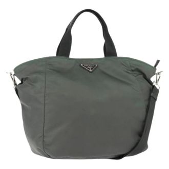 Prada Pre-owned Tote Bags, female, Green, Size: ONE SIZE Pre-owned Vintage Nylon Tote Bag