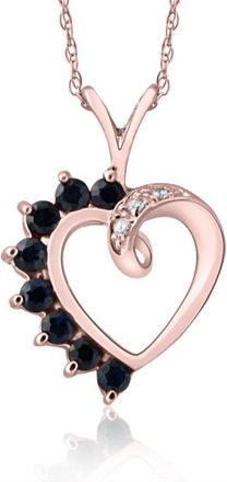 Pompeii3 5/8ct Blue Sapphire & Diamond Heart Pendant 14k White, Rose, or Yellow Gold 1