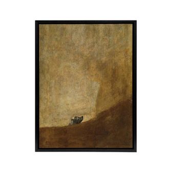 Artery8 El Perro The Drowning Dog Francisco Goya Framed Canvas Wall Art Print in Brown | Size: W24 x H32