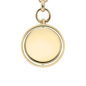Fossil Womens Heritage Legacy Charm Gold-Tone Stainless Steel Pendant Necklace