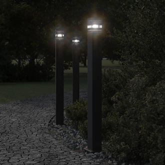 vidaXL L&aacute;mparas Suelo Exterior Con Enchufe 3 Uds Aluminio Negro 110 Cm Vidaxl