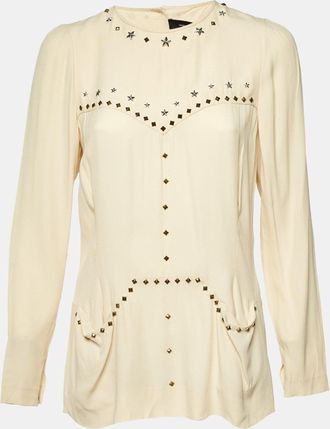 Isabel Marant Cream Crepe Studded Button Back Blouse
