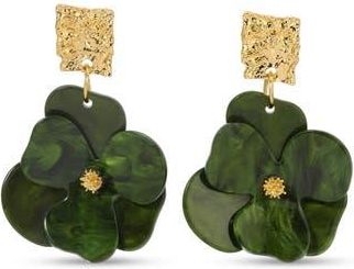 Eye Candy Los Angeles Dolores Flower Drop Earrings in Green/Gold at Nordstrom Rack