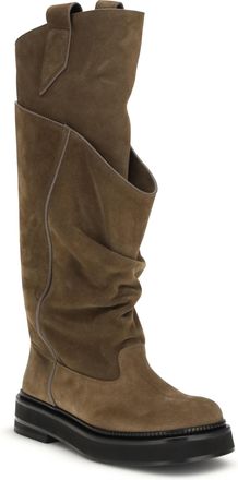 The Attico Womens La Passeggiata Suede Boots 064 Calf Leather Bos Taurus