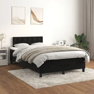 vidaXL Cama Box Spring Con Colch&oacute;n Terciopelo Negro 120x200 Cm Vidaxl