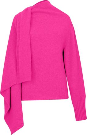 The Attico Canvas Asymmetrical High Neck Knit Sweater