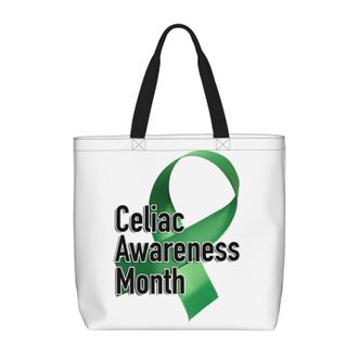 Generic Women Handbag Celiac Disease Awareness Daily Bag Lightweight Reusable Shopping Bags, For Daily, Christmas, Birthday, Swim, Graduation