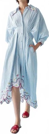 Celia B Caju Midi Dress In Blue Stripes