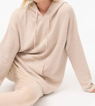 Johnny Was Lurex Knit Hoodie In Dark Oat