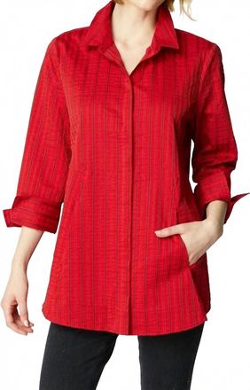 Habitat East Side Stripes Hidden Placket Shirt In Ruby