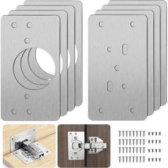 OEM Kit De Reparaci&oacute;n De Bisagras Para Armarios Con Agujeros, 8 Placas De Soporte De Reparaci&oacute;n Con 48 Tornillos, F&aacute;cil De Instalar