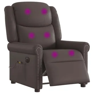 vidaXL Poltrona Massaggiante Reclinabile Elettrica Marrone Similpelle - Vidaxl
