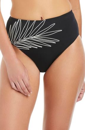 Sanctuary Embroidered High Waist Swim Bottoms in Black at Nordstrom, Size X-Large