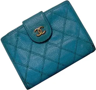 Chanel Blue Grained Calfskin Wallet (Bi-Fold) (Pre-Owned)