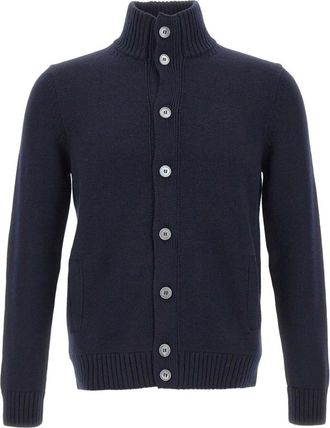 Gran Sasso Vest met knoopsluiting en hoge hals - Blauw