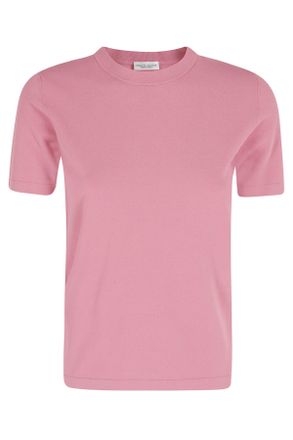 Roberto Collina Raspberry Round-Neck Ribbed-Trim Viscose T-Shirt