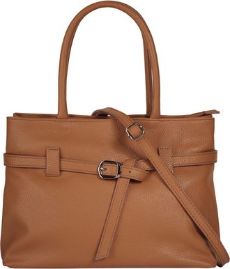 Cluty Henkeltasche CLUTY, Damen, Gr. B/H/T: 33cm x 23cm x 15cm onesize, cognac, Leder, leicht gl&auml;nzend, unifarben, Taschen Henkeltasche, echt Leder, Made in
