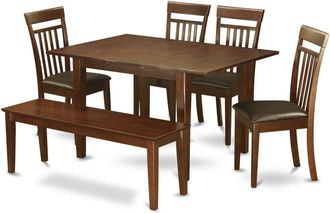 East West Furniture 6 Pc dinette set for small spaces-Kitchen Table and 4 Dining Chairs and Bench