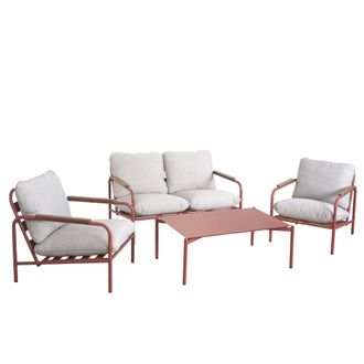 Hhg Juego De Jard&iacute;n De Aluminio Hhg-594, Banco Sill&oacute;n Sof&aacute; De 2 Plazas Para Exterior, Olefina (205 G/m&sup2;), Tapizado Terracota Beige