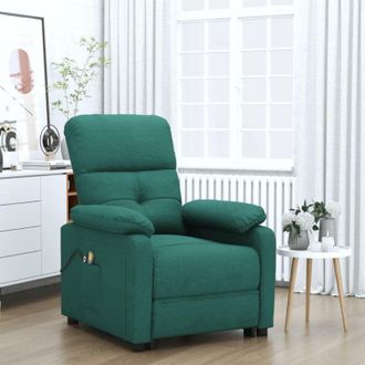 vidaXL Poltrona Massaggiante Elettrica Verde Scuro in Tessuto - Vidaxl