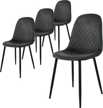 ML Design Set di 4 Sedie per Sala da Pranzo Rivestimento in Velluto Antracite Poltroncine da Cucina con Schienale e Gambe in Metallo Seduta Ergonomica Sedia