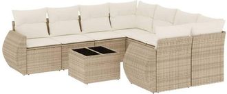 vidaXL Set De Sof&aacute;s De Jard&iacute;n 9 Pzas Con Cojines Rat&aacute;n Sint&eacute;tico Beige Vidaxl