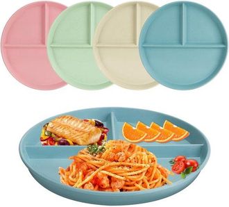 OEM Allecto, Platos Diet&eacute;ticos De 23 Cm (9 Pulgadas), Perfectos Para Una Dieta Equilibrada, 4 Piezas, Reutilizables, Perfectos Para Picnics
