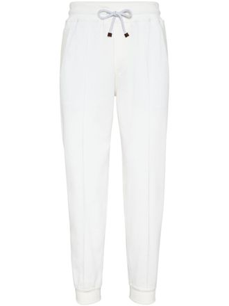 Brunello Cucinelli tapered cotton track pants - White