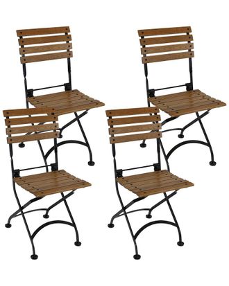 Sunnydaze Basic European Chestnut Wooden Folding Bistro Armchair