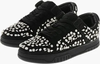 1989 STUDIO Low Leather Sneakers Embellished with Crystals 1989 Studio