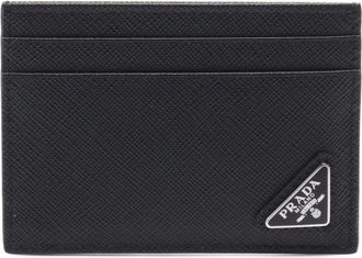 Prada Pre-owned Wallets, female, Black, Size: ONE SIZE Pre-owned Vintage Saffiano Leather Card Holder